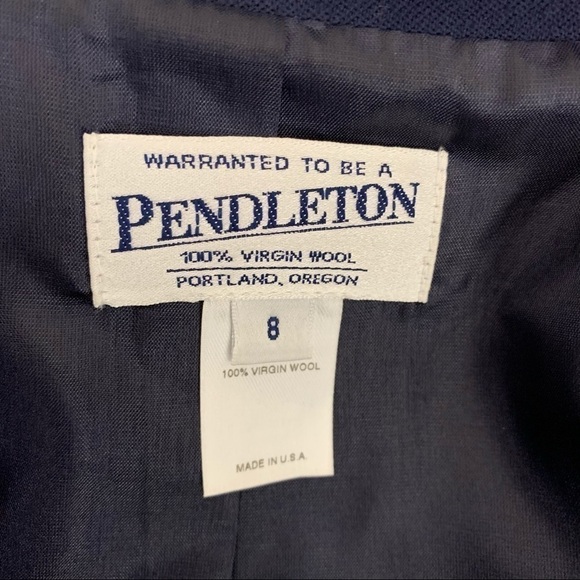 PENDLETON woman blazer Virgin Wool Two Button navy sz 8 business casual business - Picture 7 of 9